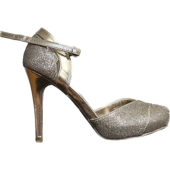 Qupid Womens Sandals High Heels Ankle Strap Glittery Closed Toe Size 6.5 - Picture 3 of 7
